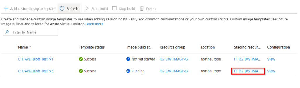 Image shows how to access the staging resource group.